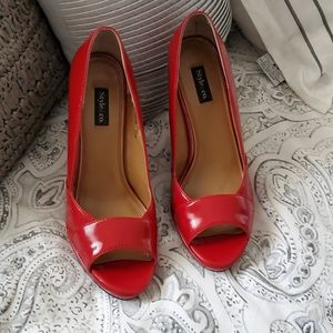 Cherry Red Patten leather Wedges